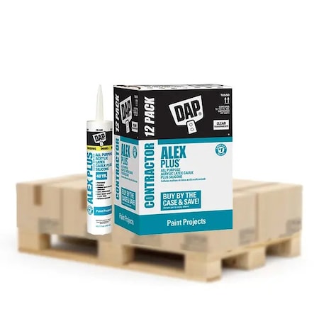 Dap Caulk, 10.1 fl oz, Clear, Acrylic Latex, Silicone Base, 12 PK 18071